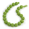 Chunky Lime Green Glass Bead Ball Necklace - 54cm Long