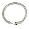 Silver Tone Clear Crystal Snake Flex Collar Necklace