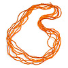 Multistrand Orange Glass Bead Necklace - 70cm Long