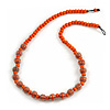 Orange Wood Bead with Silver Tone Wire Element Necklace - 66cm Length