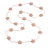 Long Acrylic Star Glass Bead Necklace in Pink - 104cm Long