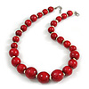 Cherry Red Wood Bead Necklace - 50cm L/ 3cm Ext