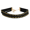 Black Glitter and Star Choker Necklace with Gold Tone Closure - 29cm L/ 6cm Ext