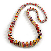 Long Graduated Wooden Bead Colour Fusion Necklace (White/ Purple/ Yelow/ Red/ Black) - 80cm Long