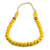 Long Banana Yellow/ Bronze Painted Wooden Bead Cord Long Necklace - 80cm L