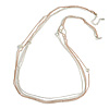 Long Multistrand Chain Necklace in Silver/ Rose Gold Tone with Heart Motif - 106cm L/ 7cm Ext