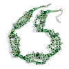 Multistrand Semiprecious Nugget/Glass Beaded Necklace in Green Shades/46cm L/ 4cm Ext