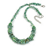 Semiprecious/Glass Cluster Style Beaded Necklace in Green Shades/46cm L/ 6cm Ext