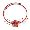 Red Sea Shell Flower Flex Cotton Wire Choker Necklace/ Adjustable