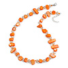 Orange Sea Shell and Light Citrine Glass Bead Necklace - 47cm L/ 4cm Ext