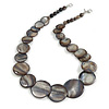 Dark Grey/Black Graduated Shell Necklace/47cm Long/Slight Variation In Colour/Natural Irregularities