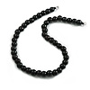 15mm/Unisex/Men/Women Black Round Wood Beaded Necklace - 66cm L