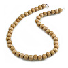 15mm/Unisex/Men/Women Natural Round Wood Beaded Necklace - 66cm L