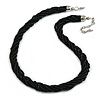Multistrand Black Glass Bead Necklace - 48cm L/ 7cm Ext