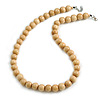 15mm/Unisex/Men/Women Natural Round Wood Beaded Necklace/Slight Variation In Colour/Natural Irregularities/70cm L/3cm Ext