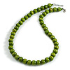 15mm/Unisex/Men/Women Lime Green Round Wood Beaded Necklace/Slight Variation In Colour/Natural Irregularities/70cm L/3cm Ext