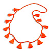 Boho Style Glass Bead with Cotton Tassel Long Necklace in Hot Orange - 96cm L