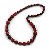 Long Red/Black Wooden 'Cube & Ball' Necklace - 74cm Length