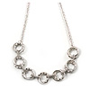 Silver Tone Mesh & Polished Ring Necklace - 50cm Length