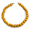 Chunky Yellow Wood Bead Necklace - 60cm L