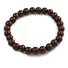 Chunky Brown Round Bead Wood Flex Necklace - 44cm Long