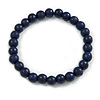 Chunky Dark Blue Round Bead Wood Flex Necklace - 44cm Long
