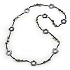 Long Slate Black Sea Shell Bead Necklace - 110cm L