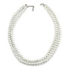 8mm Two Strand White Faux Glass Pearl Necklace - 50cm L/ 5cm Ext