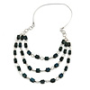 Multi-layered Teal Wood Bead Cord Necklace - 86cm L