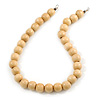 Natural Wood Bead Necklace - 60cm L