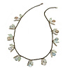 Transparent Glass Bead, Sea Shell Charm with Bronze Tone Chain Necklace - 80cm L