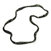 Long Wood Bead Necklace in Black/ White Colour - 120cm L