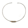 Stylish Polished Silver Tone Bar Choker Style Necklace with Sliding Rings - Flex - Adjustable