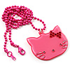 Romantic Pink Plastic Kitten Pendant