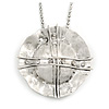 Ethnic Hammered Dome Shaped Crystal Pendant (Silver Tone)