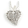 Clear Crystal Leaf Pendant Necklace (Silver Tone) -50cm