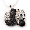 Crystal Panda Bear Pendant Necklace In Rhodium Plated Metal - 44cm Length