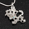 Crystal 'Puppy' Pendant Necklace In Silver Plated Metal - 42cm Length
