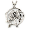 Burn Silver 'Love Birds' Pendant Necklace - 62cm Length/ 4cm Extension