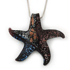Glittering Multicoloured Glass 'Starfish' Pendant Necklace In Silver Plating - 42cm Length/ 7cm Extender