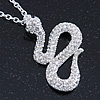 Swarovski Crystal 'Snake' Pendant With Long Silver Tone Chain - 66cm Length/ 10cm Extension