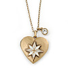 Antique Gold Heart Locket Pendant With Long Chain - 68cm L/ 8cm Ext