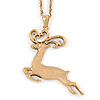 Gold Plated Stag Pendant with Long Gold Tone Chain - 80cm L