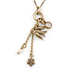 Vintage Inspired Swallow Pendant with Antique Gold Tone Chain - 40cm L/ 8cm Ext