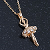 Gold Tone, Clear Crystal Ballerina Pendant With 40cm L/ 4cm Ext Chain