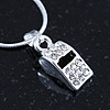 Small Crystal Blow Whistle Pendant With Silver Tone Snake Chain - 40cm Length/ 4cm Extension