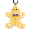 Yellow Acrylic Gingerbread Pendant With Black Beaded Chain - 44cm L