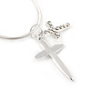 Silver Plated Double Cross Pendant with Snake Type Chain - 46cm L/ 4cm Ext