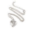 Small Silver Tone Heart with Double Heart Motif Locket Pendant - 40cm L/ 7cm Ext