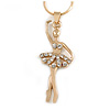 Crystal Ballerina Pendant with Gold Tone Snake Style Chain - 40cm L/ 5cm Ext